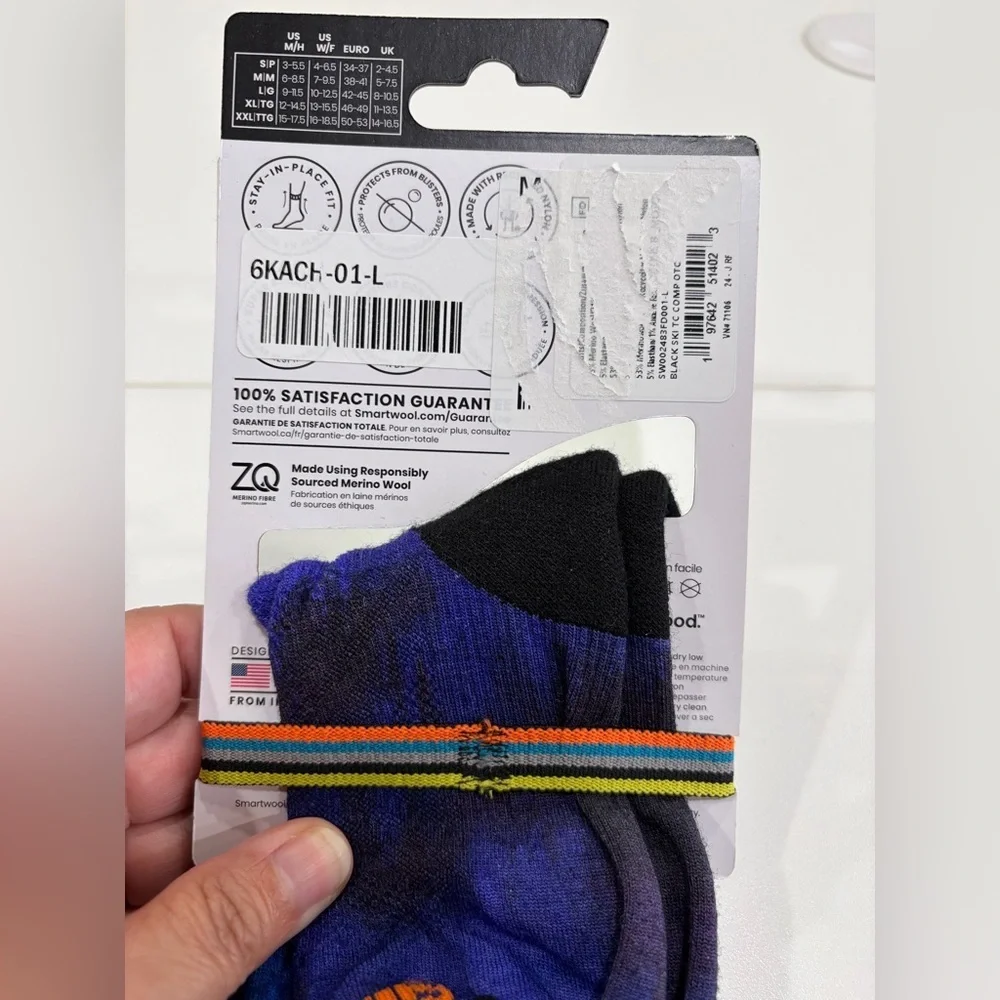 SmartWool Women's Large Ski Targeted Cushion Compression Socks Blue NWT Black